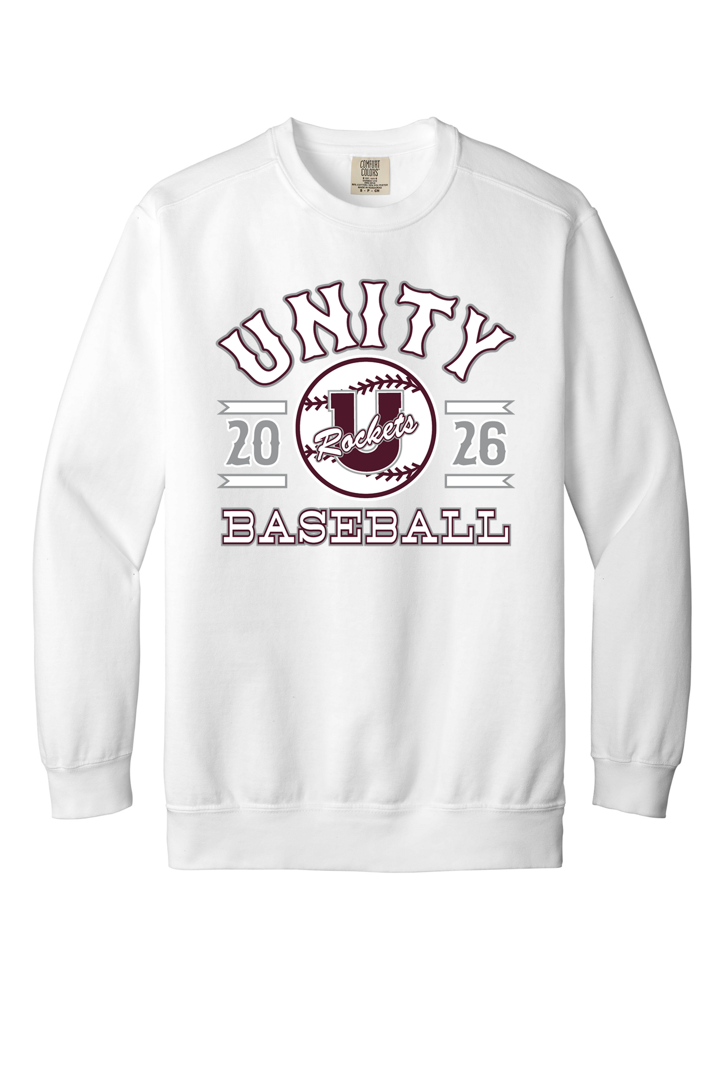 Unity - Baseball - Design 04 - Crewneck Sweatshirt - Comfort Color 1566 - White