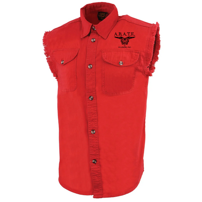 Milwaukee Leather - Lightweight Sleeveless Denim Shirt - dm1001 [Red] Back