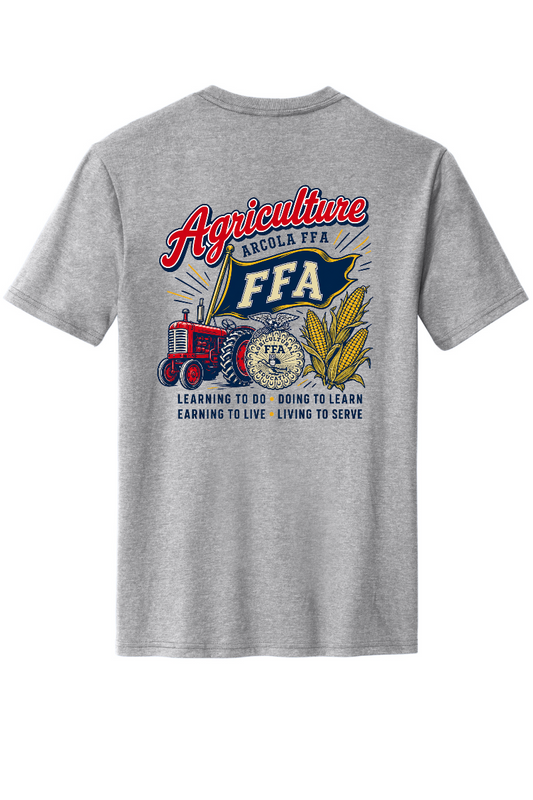Arcola FFA Agriculture design, back of Light Heather Grey tee