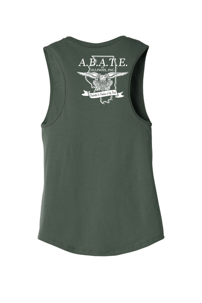 Abate Design 01 Bella + Canvas Women's Jersey Muscle Tank Military Green back