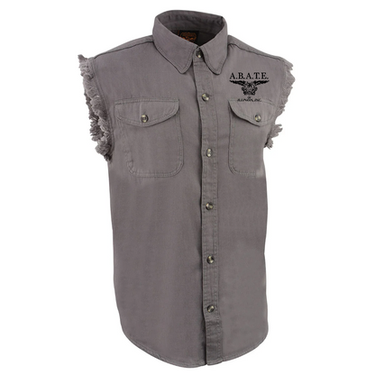 Milwaukee Leather - Lightweight Sleeveless Denim Shirt - dm1001 [Grey] Front