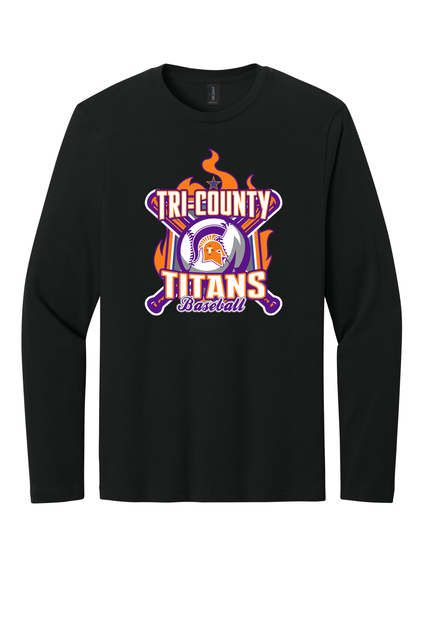 Tri-County - Baseball - Design 05 - Long Sleeve T - Gildan 64400 - Black
