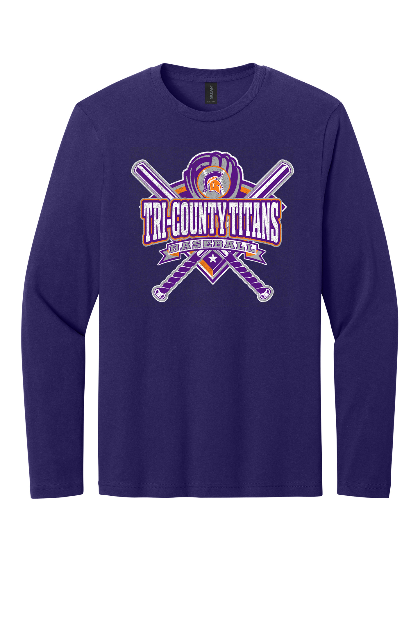 Tri-County - Baseball - Design 03 -  Long Sleeve T - Gildan 64400 - Team Purple