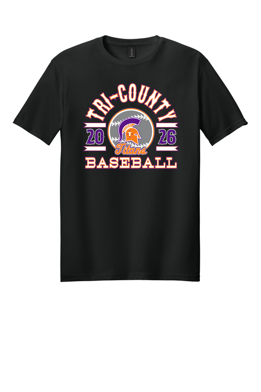 Tri-County - Baseball - Design 04 - T-shirt - Gildan 64000 - Black