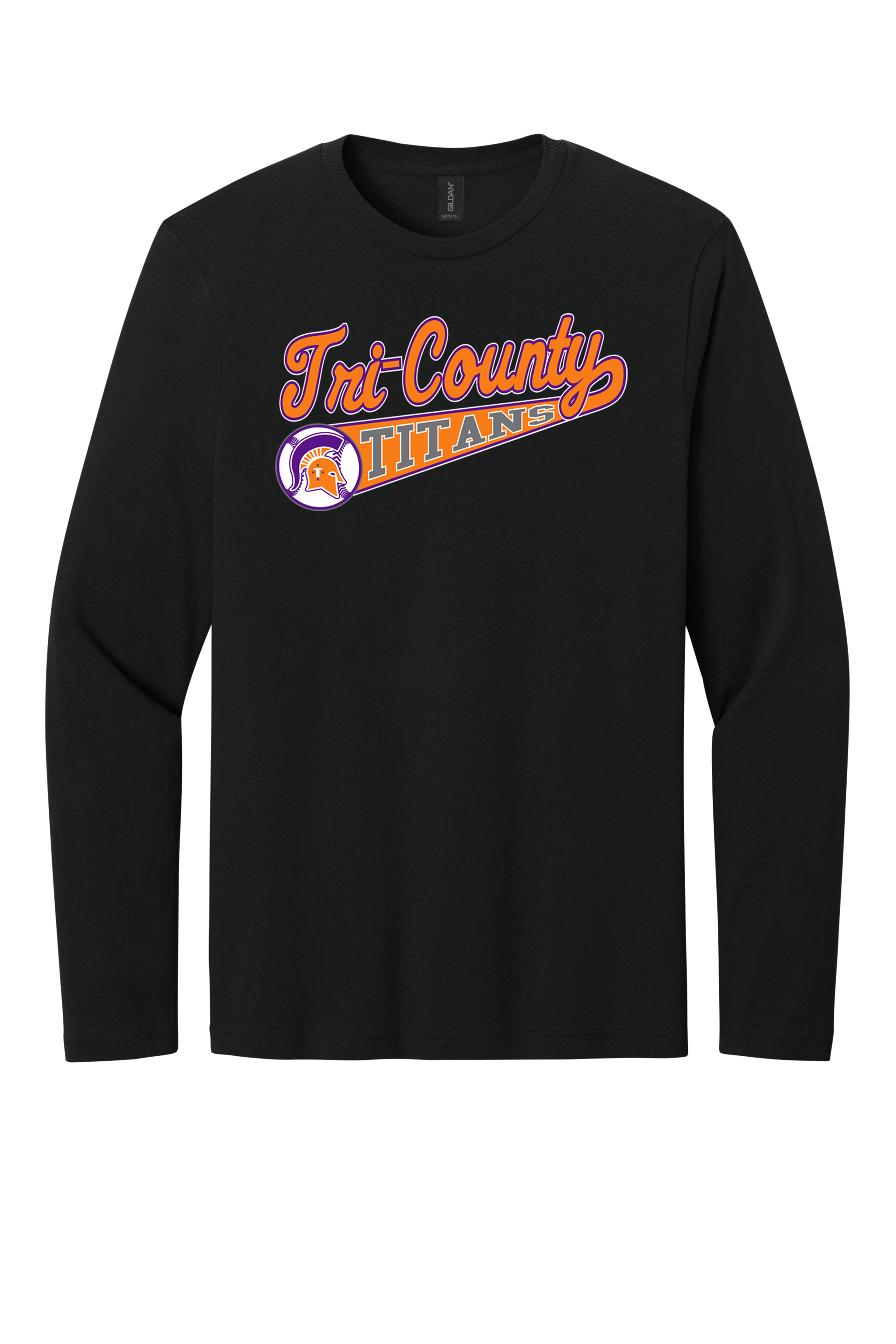 Tri-County - Baseball - Design 01 -  Long Sleeve T - Gildan 64400 - Black