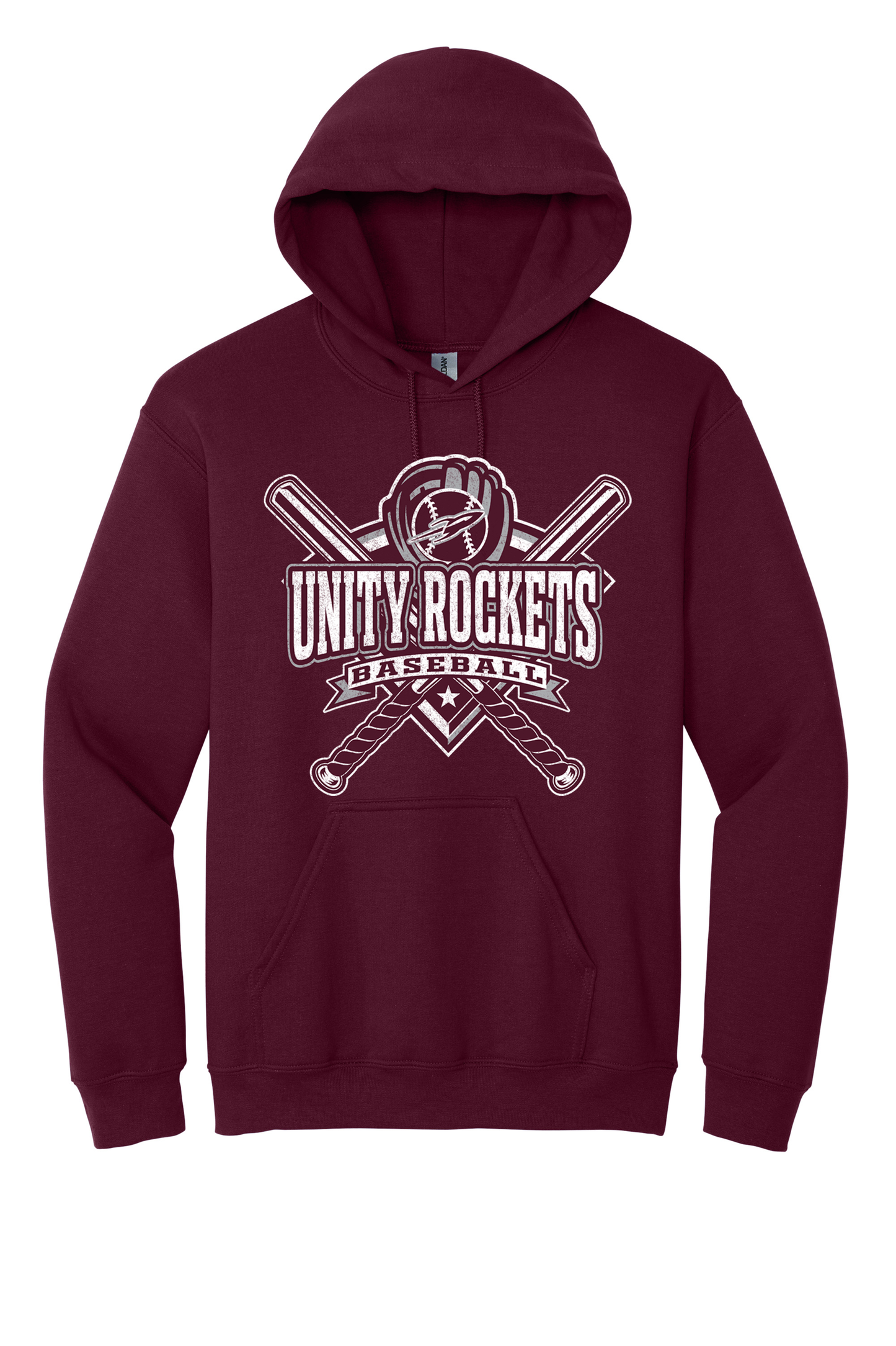 Unity - Baseball - Design 3 - Hooded Sweatshirt - Gildan 18500 - Maroon