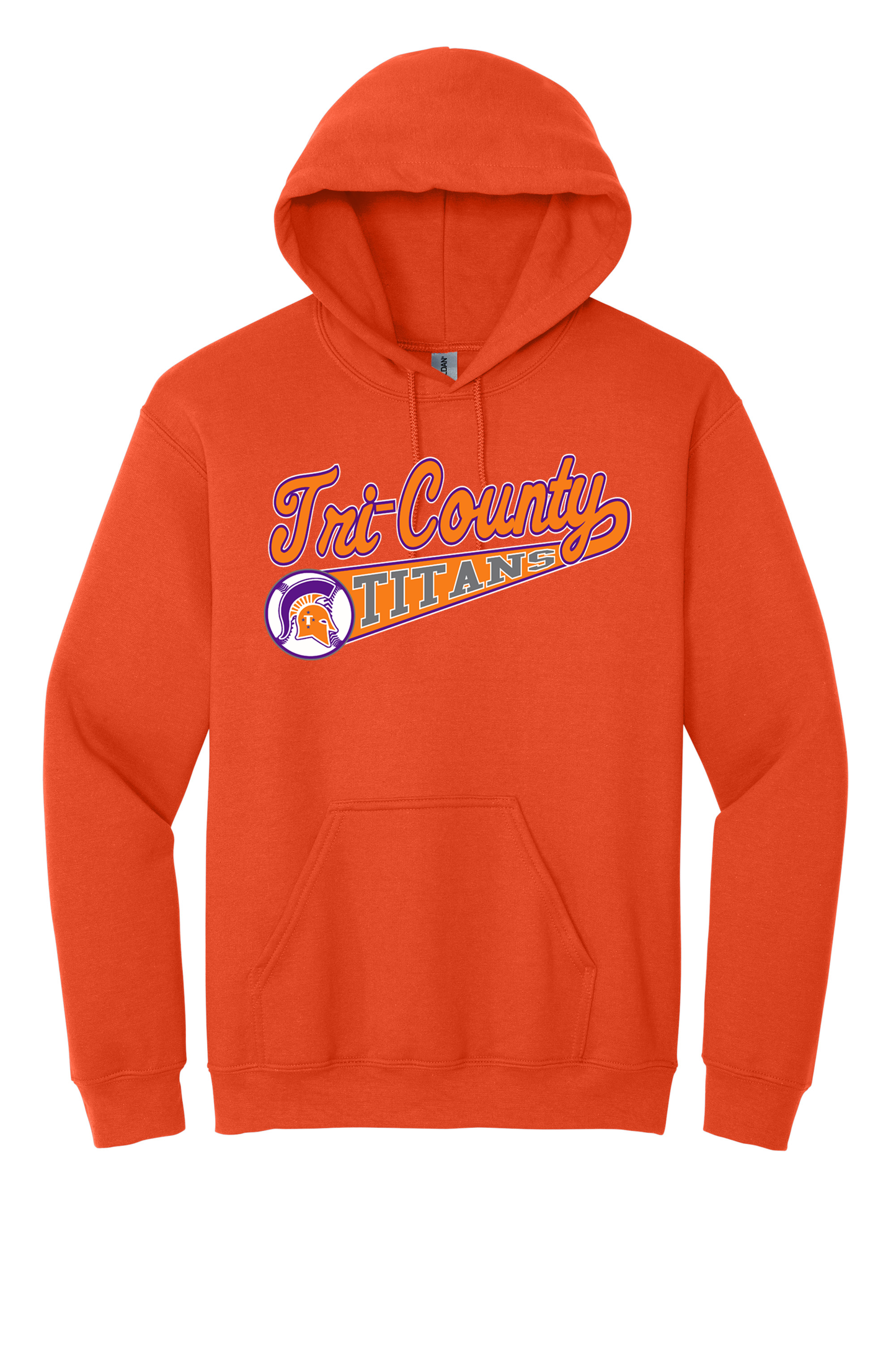 Tri-County - Baseball - Design 01 -  Hooded Sweatshirt - Gildan 18500 - Orange