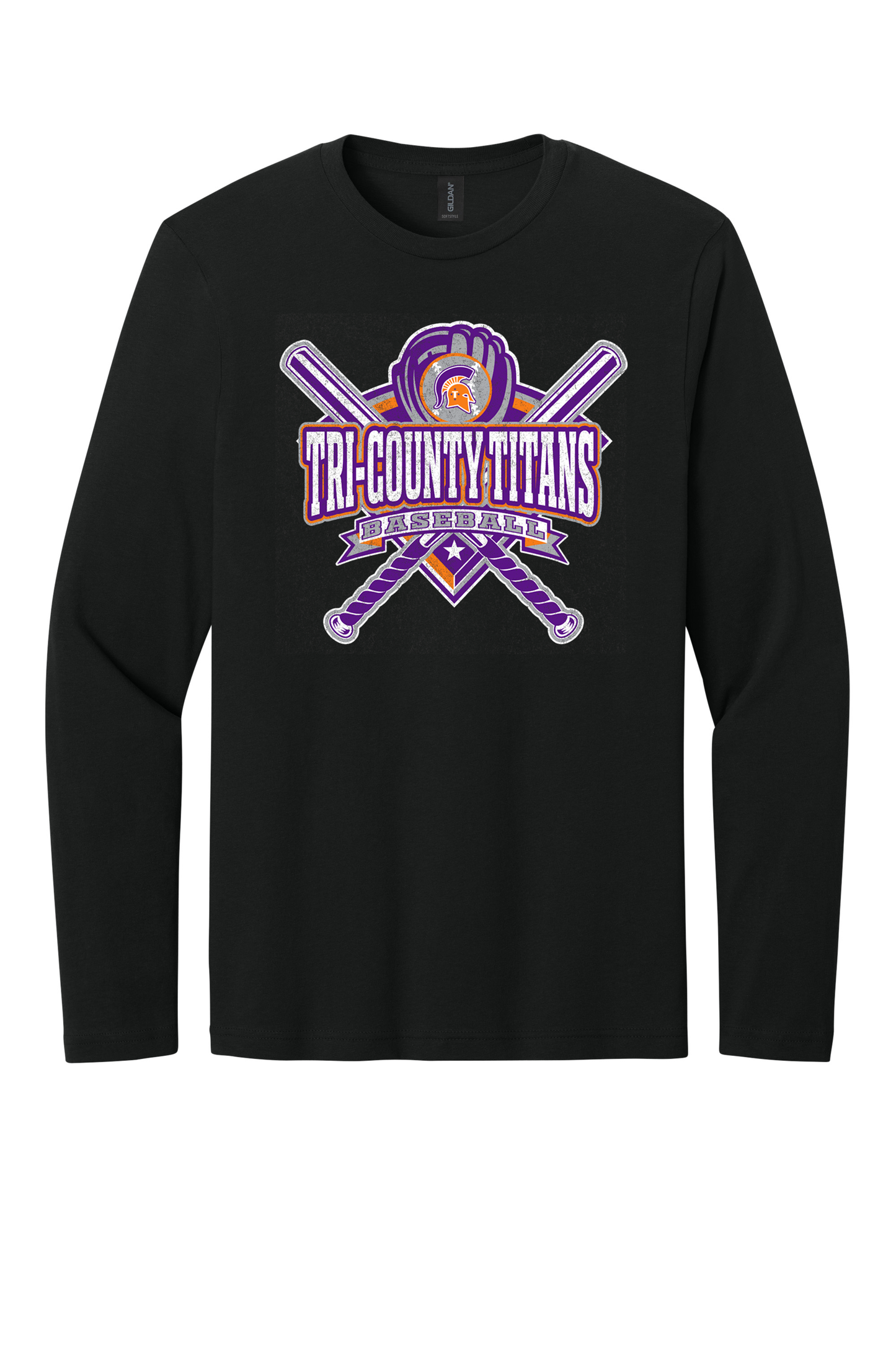 Tri-County - Baseball - Design 03 -  Long Sleeve T - Gildan 64400 - Black