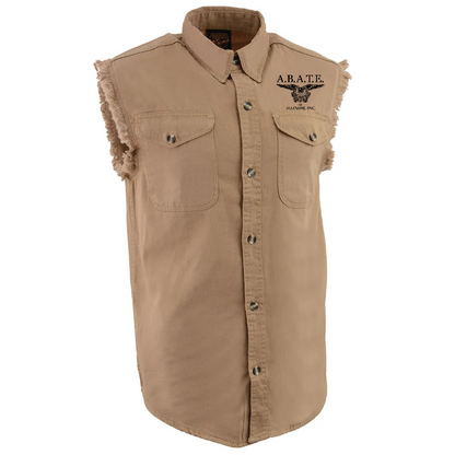 Milwaukee Leather - Lightweight Sleeveless Denim Shirt - dm1001 [Beige] Front