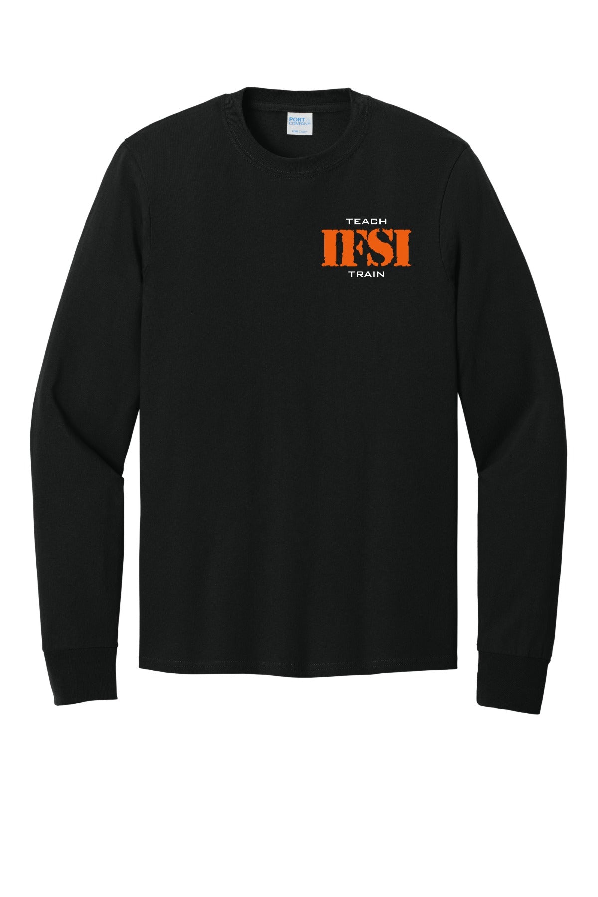 IFSI Webstore - Port & Company Long Sleeve Core Cotton Tee - 2026 Teach Train - PC54LS [Jet Black] Front