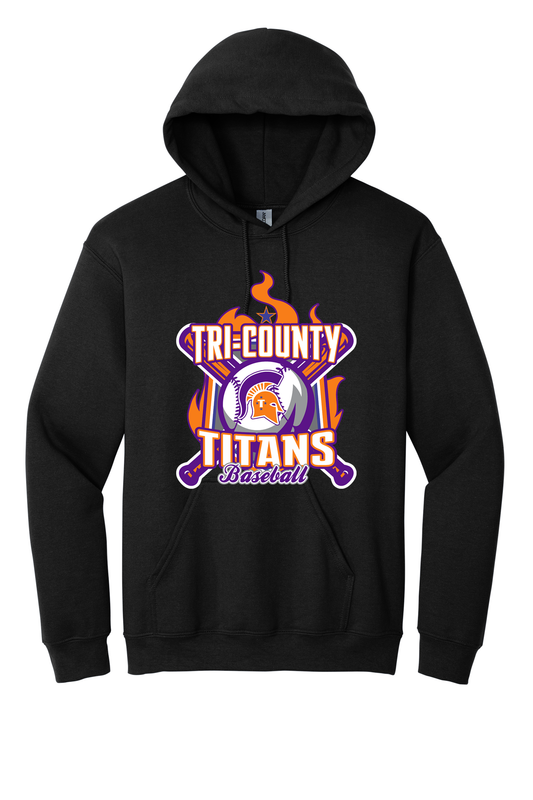 Tri-County - Baseball - Design 05 - Hooded Sweatshirt - Gildan 18500 - Black
