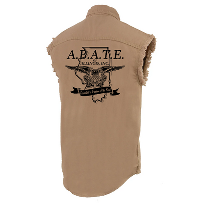 Milwaukee Leather - Lightweight Sleeveless Denim Shirt - dm1001 [Beige] Back