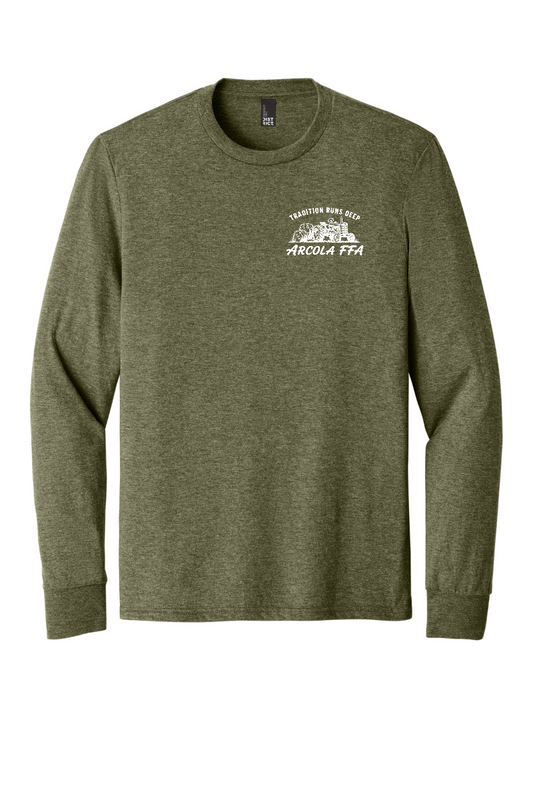 Arcola FFA Tradition design, front of Military Green Frost long sleeve tee