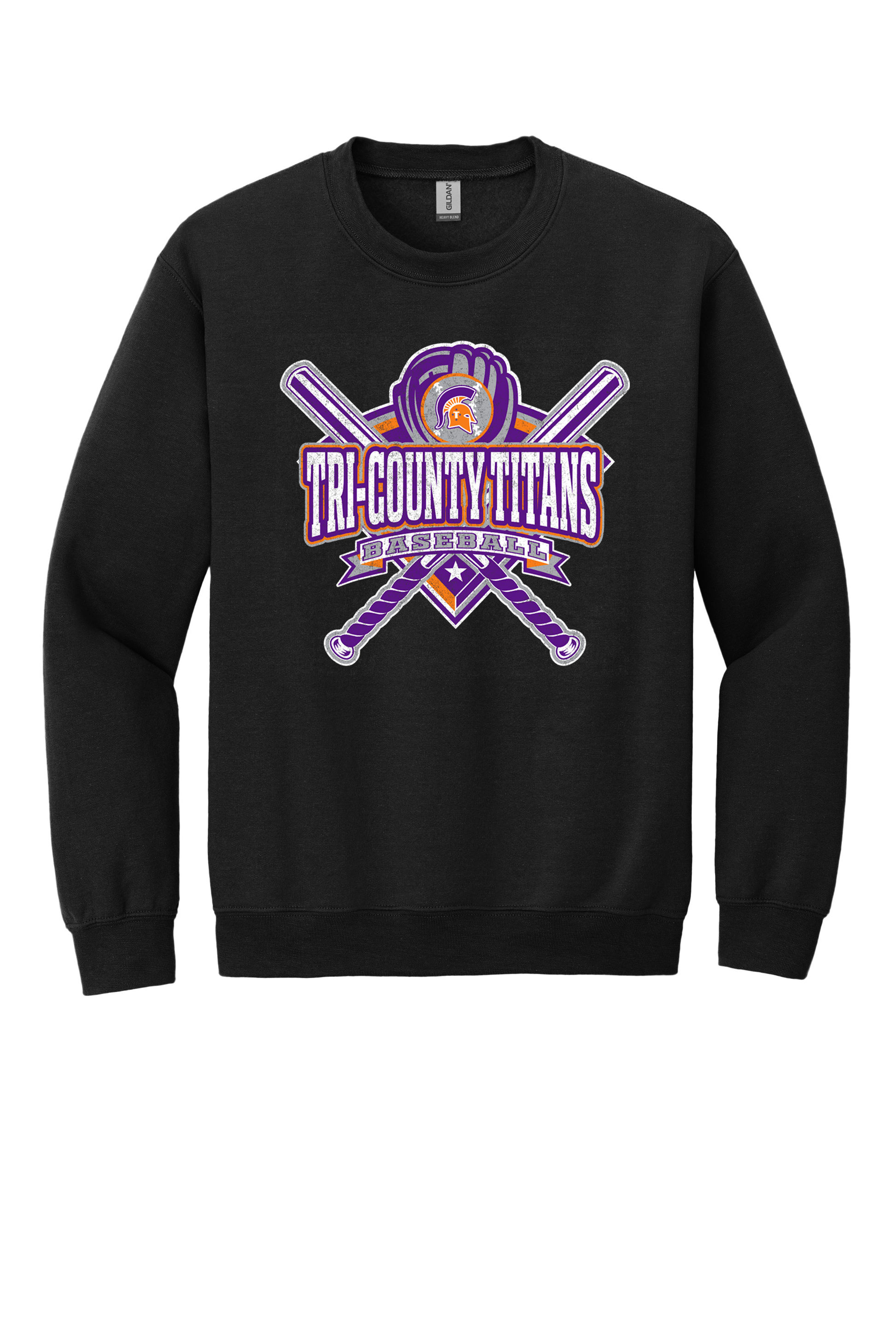 Tri-County - Baseball - Design 03 -  Crewneck Sweatshirt - Gildan 18000 - Black