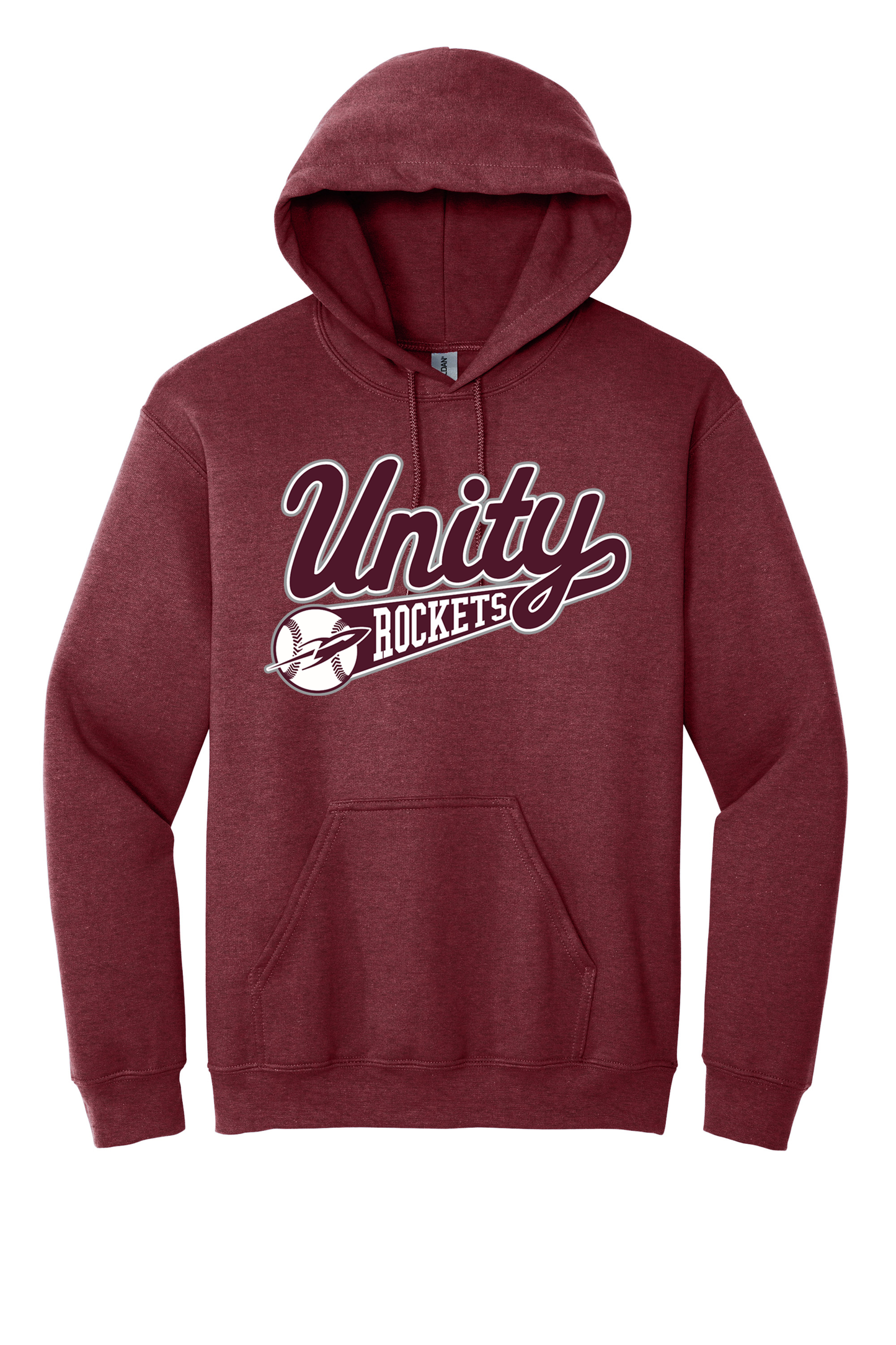 Unity - Baseball - Design 1 - Hooded Sweatshirt - Gildan 18500 - Heather Dark Maroon