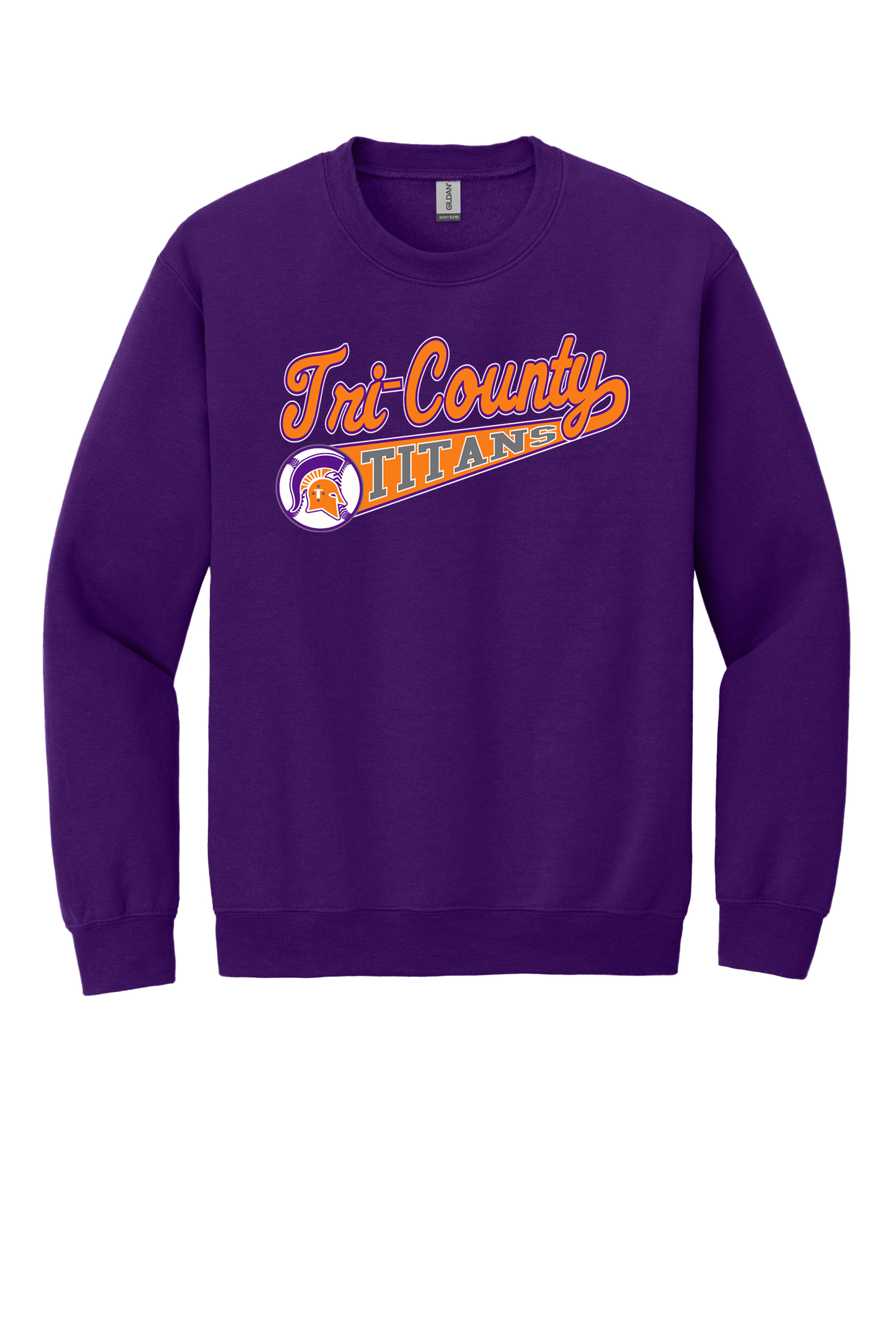 Tri-County - Baseball - Design 01 -  Crewneck Sweatshirt - Gildan 18000 - Team Purple