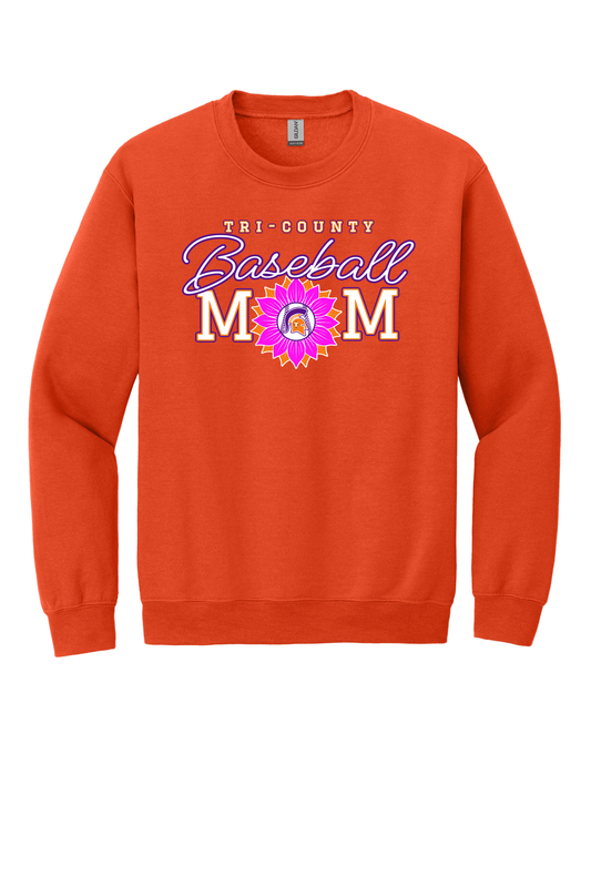 Tri-County - Baseball - Design 2 - Crewneck Sweatshirt - Gildan 18000 - Orange