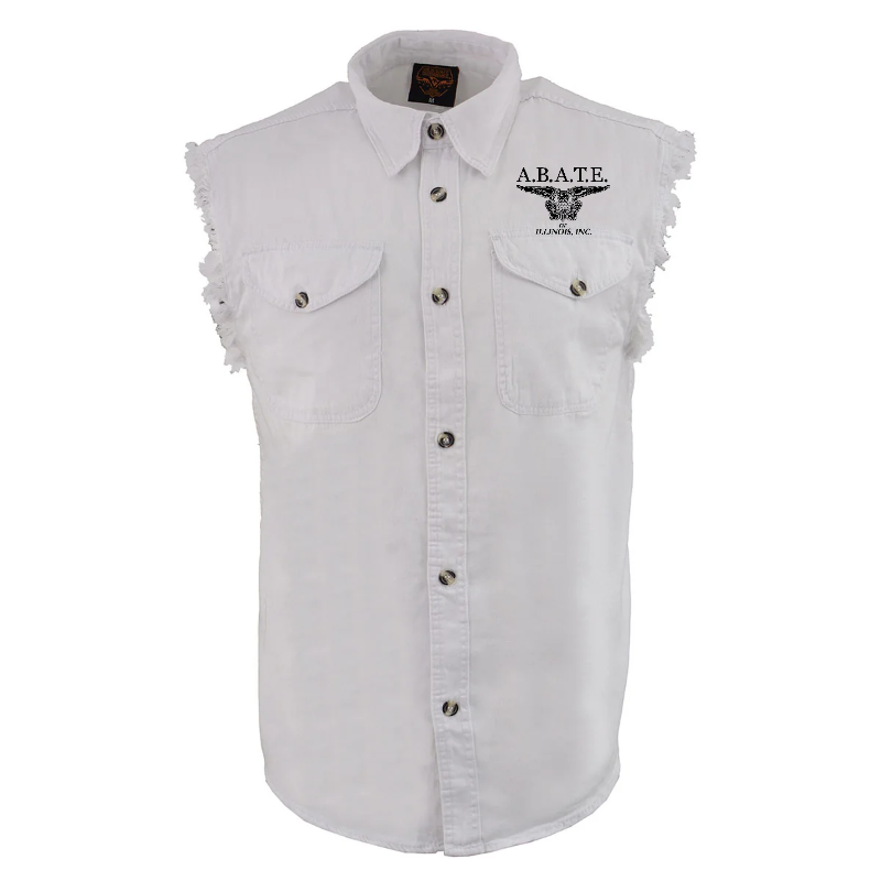 Milwaukee Leather - Lightweight Sleeveless Denim Shirt - dm1001 [White] Back