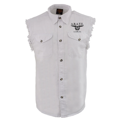Milwaukee Leather - Lightweight Sleeveless Denim Shirt - dm1001 [White] Back