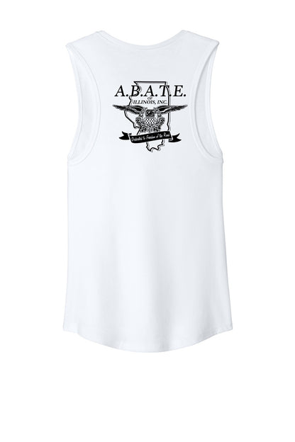 Abate Design 01 Bella + Canvas Women's Jersey Muscle Tank White back