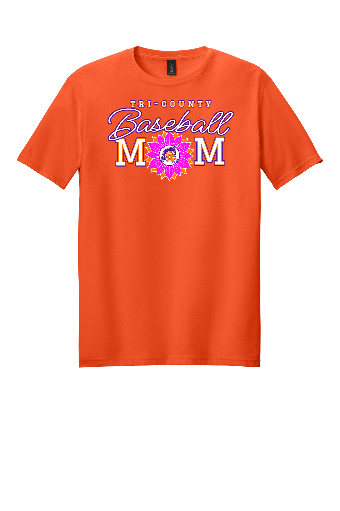 Tri-County - Baseball - Design 02 -  T-shirt - Gildan 64000 - Orange