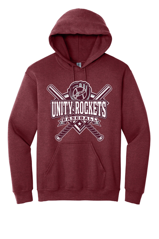 Unity - Baseball - Design 3 - Hooded Sweatshirt - Gildan 18500 - Heather Dark Maroon