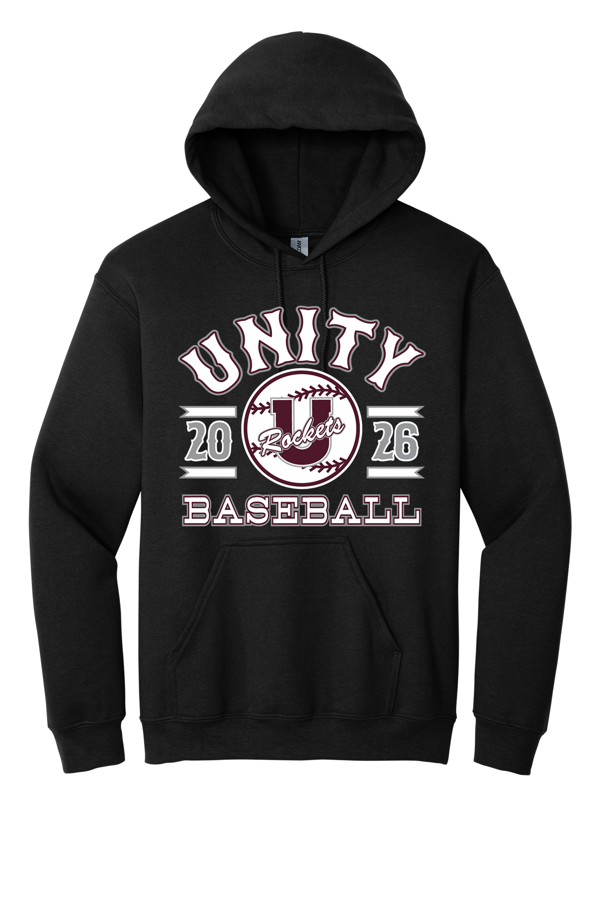 Unity - Baseball - Design 04 - Hooded Sweatshirt - Gildan 18500 - Black