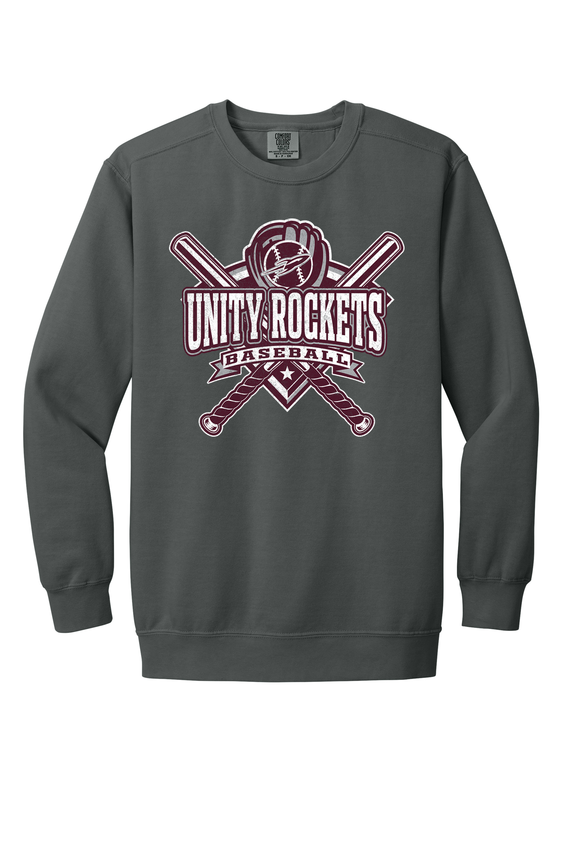 Unity - Baseball - Design 3 - Crewneck Sweatshirt - Comfort Color 1566 - Pepper
