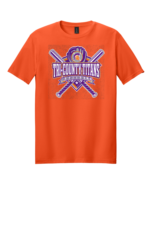 Tri-County - Baseball - Design 3 - T-shirt - Gildan 64000 - Orange