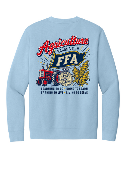 Arcola FFA Agriculture design, back of Ice Blue crew