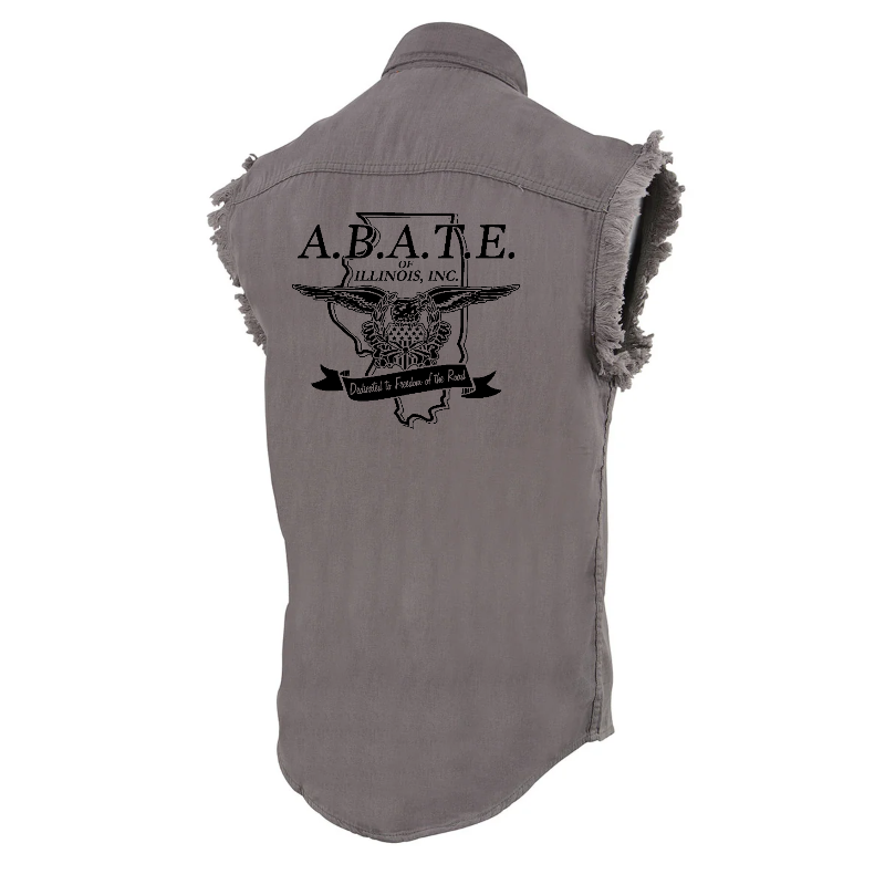 Milwaukee Leather - Lightweight Sleeveless Denim Shirt - dm1001 [Grey] Back