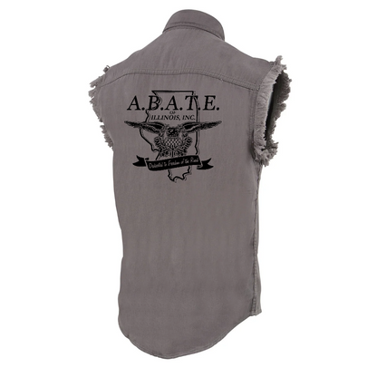 Milwaukee Leather - Lightweight Sleeveless Denim Shirt - dm1001 [Grey] Back