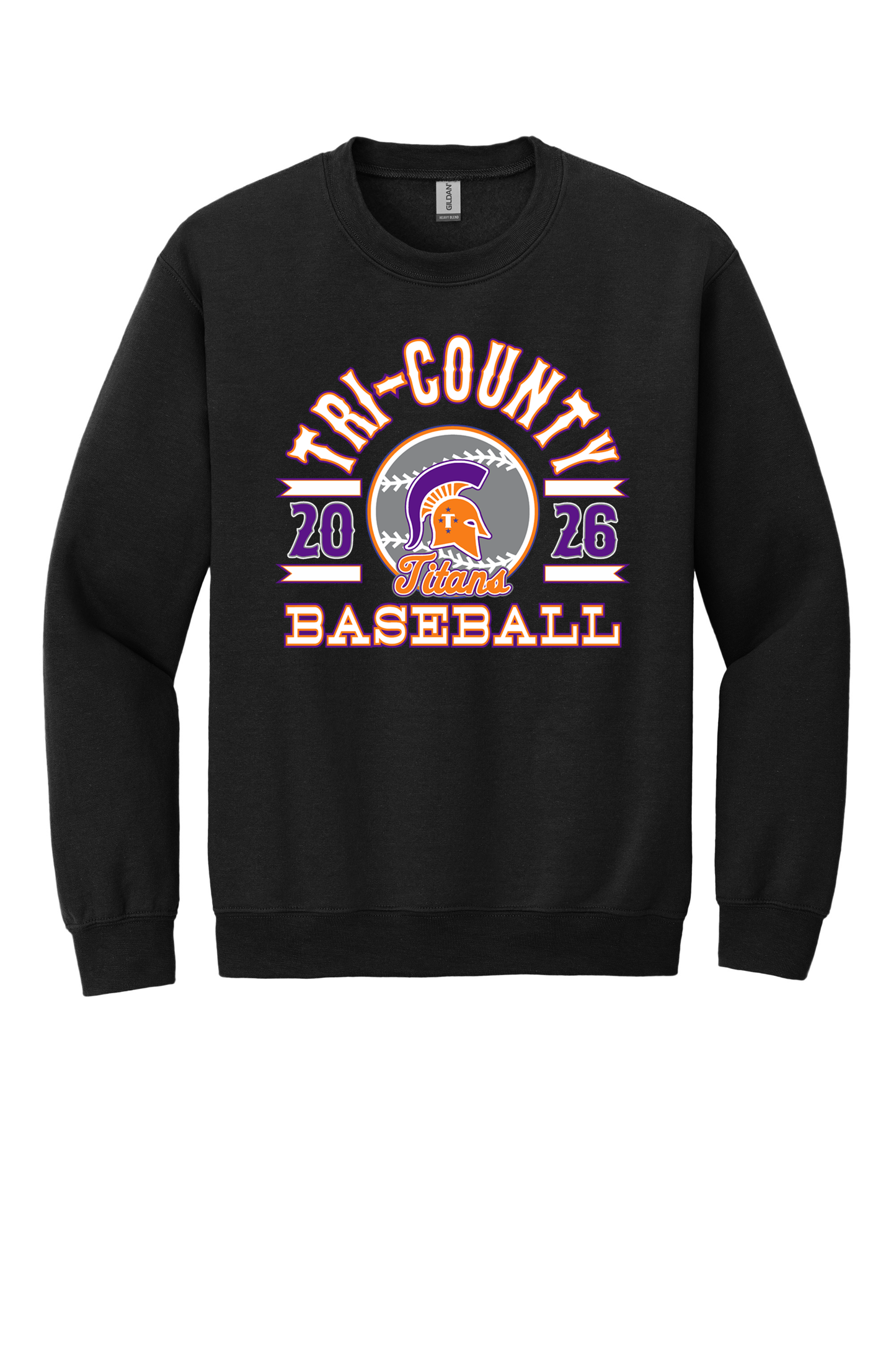 Tri-County - Baseball - Design 04 - Crewneck Sweatshirt - Gildan 18000 - Black