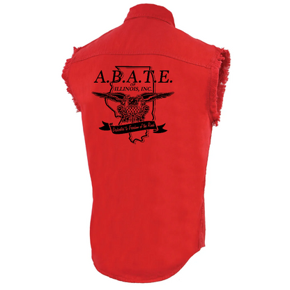 Milwaukee Leather - Lightweight Sleeveless Denim Shirt - dm1001 [Red] Front