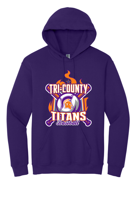 Tri-County - Baseball - Design 05 - Hooded Sweatshirt - Gildan 18500 - Team Purple