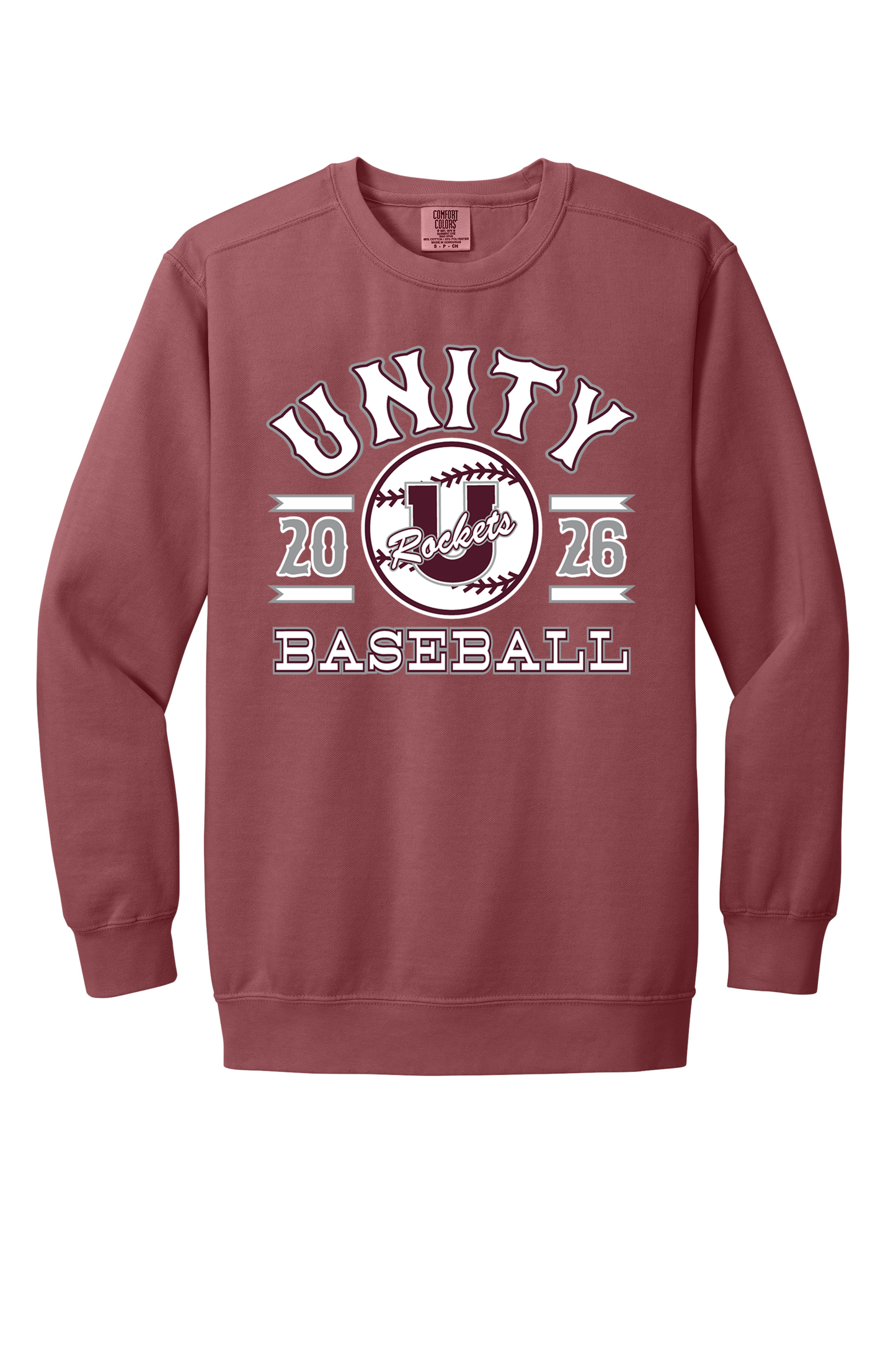 Unity - Baseball - Design 04 - Crewneck Sweatshirt - Comfort Color 1566 - Crimson