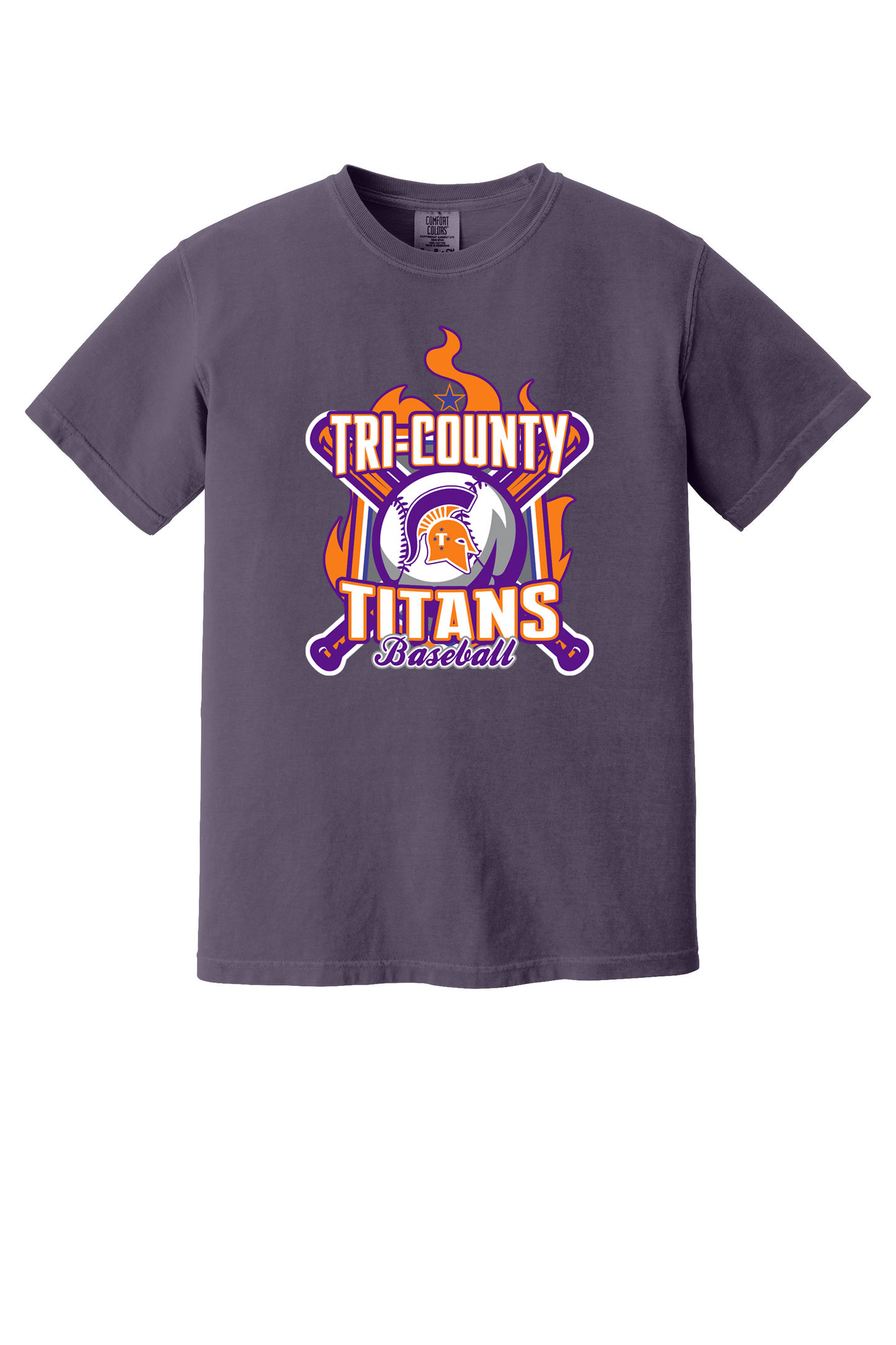 Tri-County - Baseball - Design 05 - T-shirt - Comfort Color 1717 - Wine