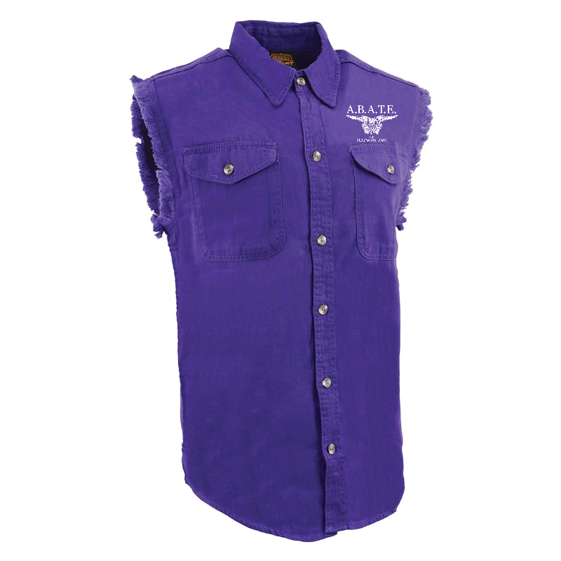 Milwaukee Leather - Lightweight Sleeveless Denim Shirt - dm1001 [Purple] Back