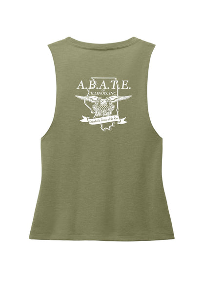 Abate Design 01 Allmade Women's Tri-Blend Muscle Tank Olive You Green back