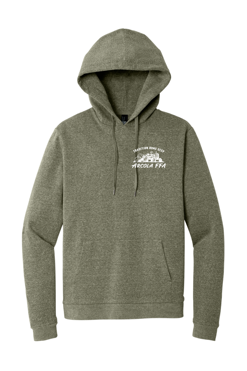 Arcola FFA Tradition design, front of Military Green Frost pullover hoodie