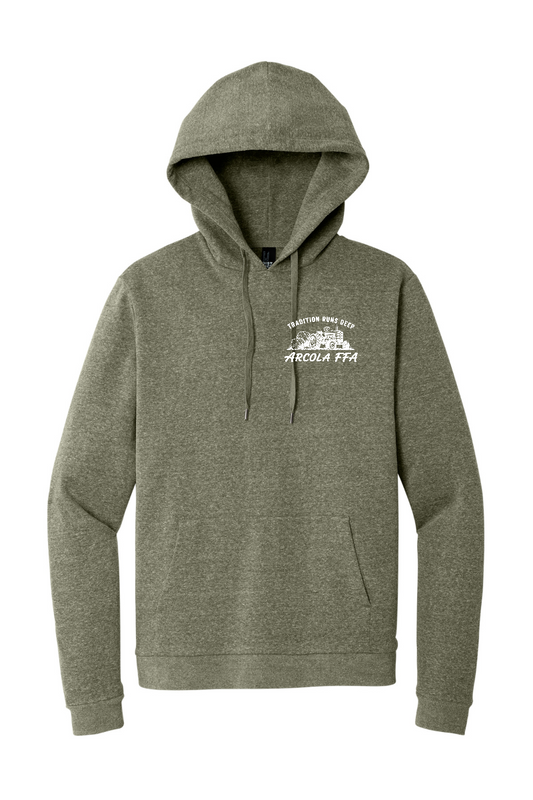Arcola FFA Tradition design, front of Military Green Frost pullover hoodie