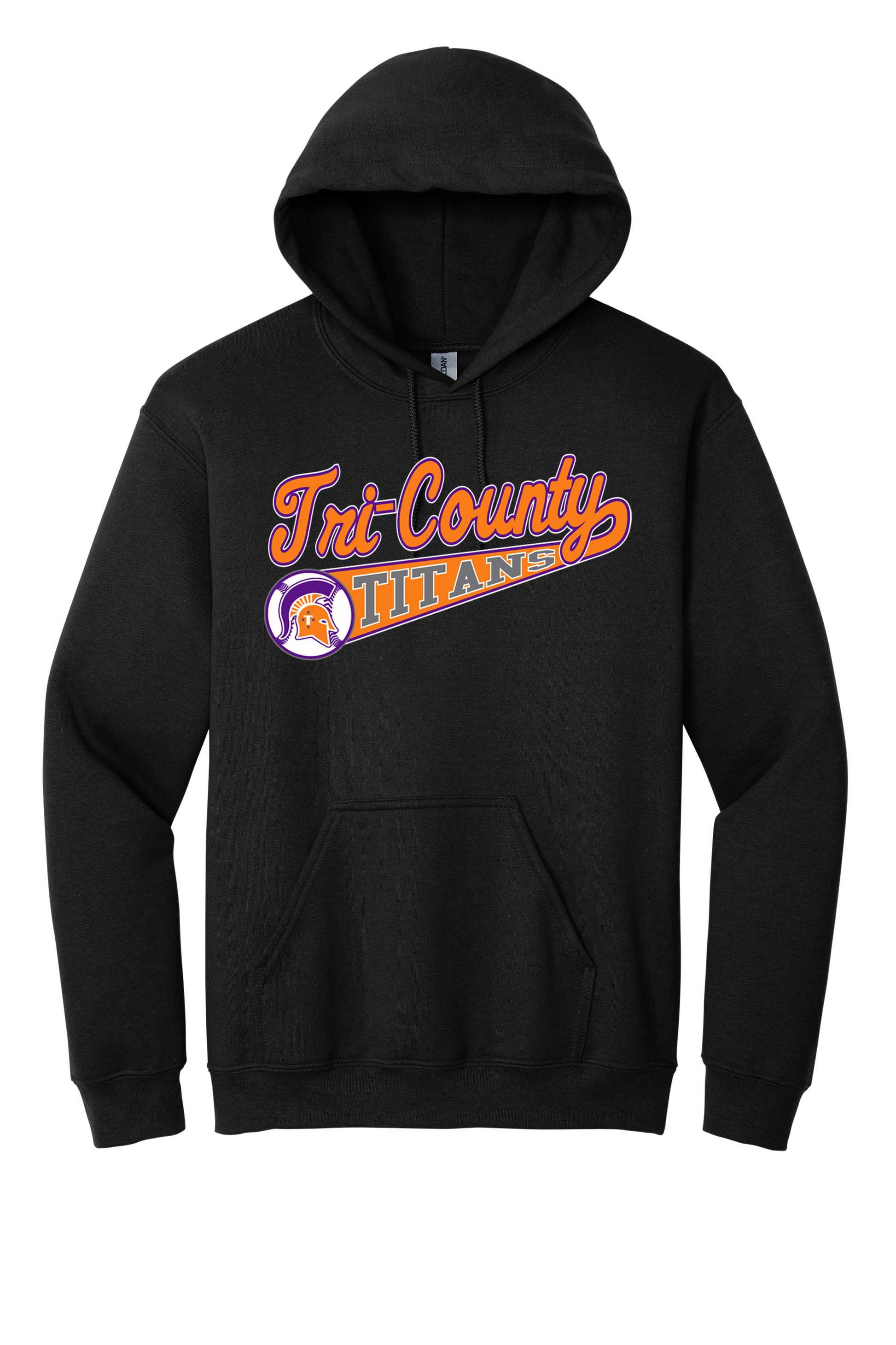 Tri-County - Baseball - Design 01 -  Hooded Sweatshirt - Gildan 18500 - Black