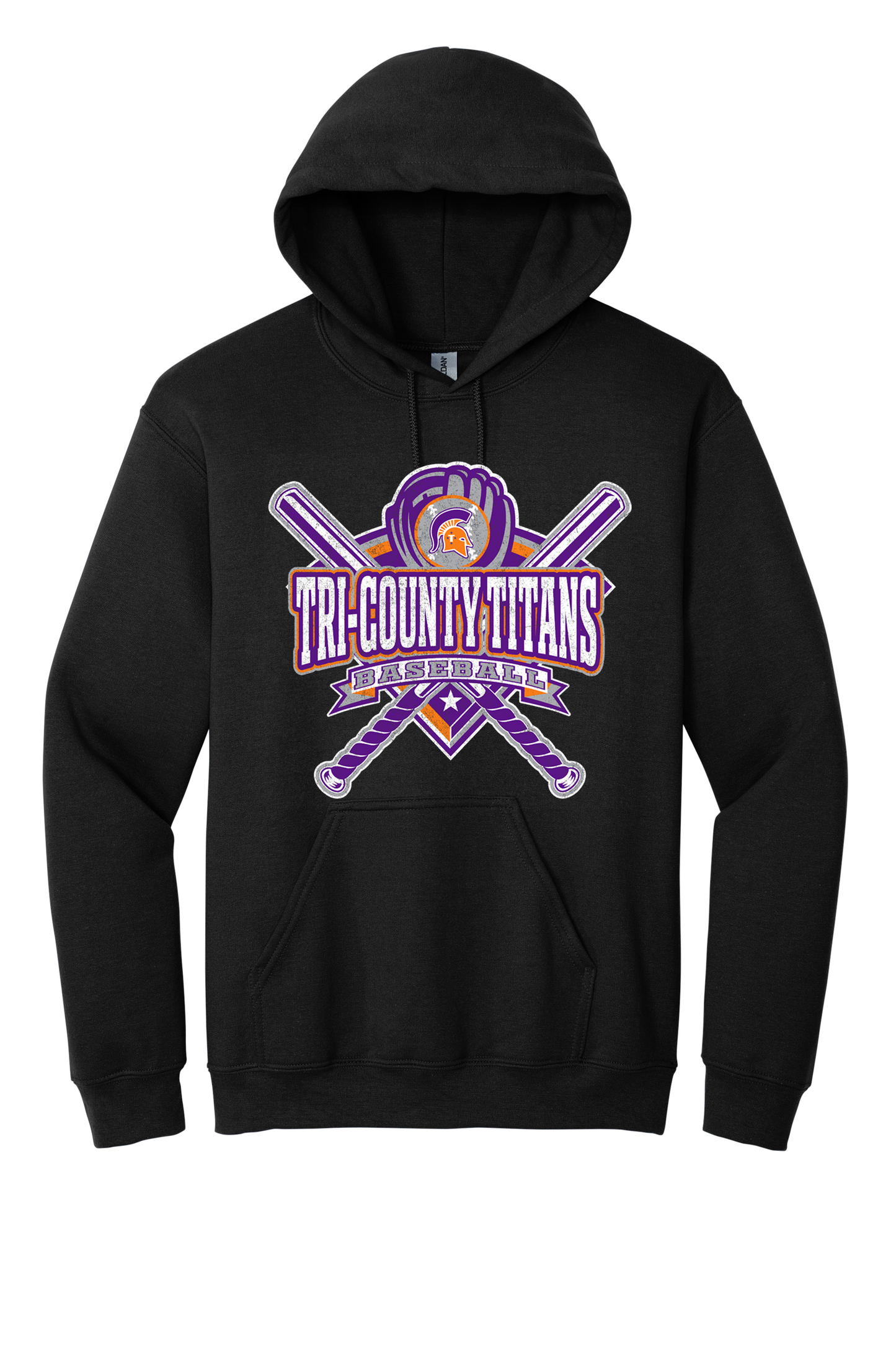 Tri-County - Baseball - Design 03 -  Hooded Sweatshirt - Gildan 18500 - Black