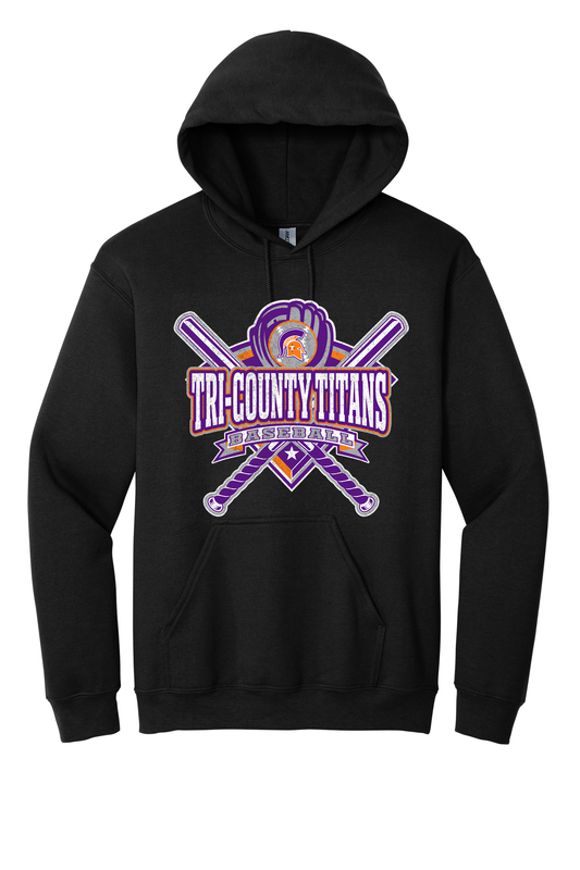 Tri-County - Baseball - Design 3 - Hooded Sweatshirt - Gildan 18500 - Black