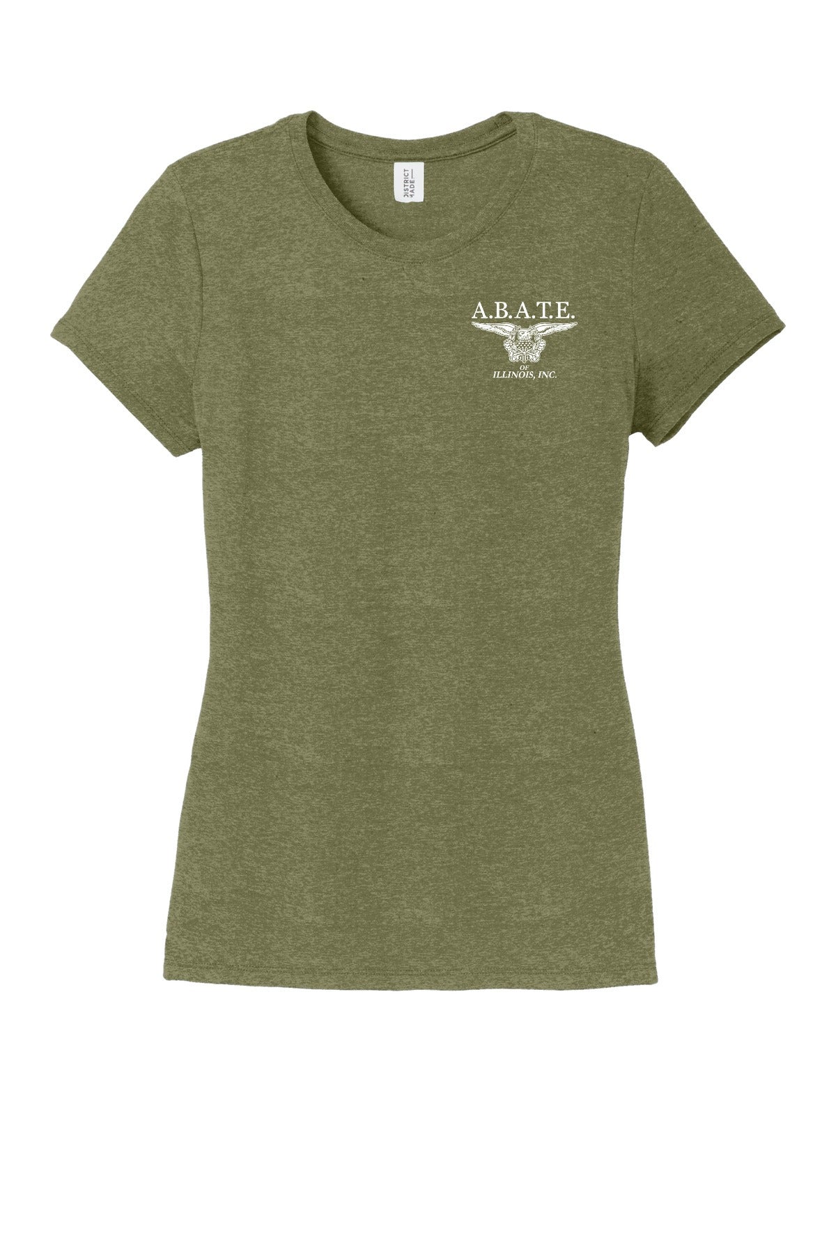 Abate Design 01 District Women's Perfect Tri Tee Military Green Frost front