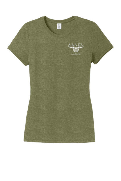 Abate Design 01 District Women's Perfect Tri Tee Military Green Frost front