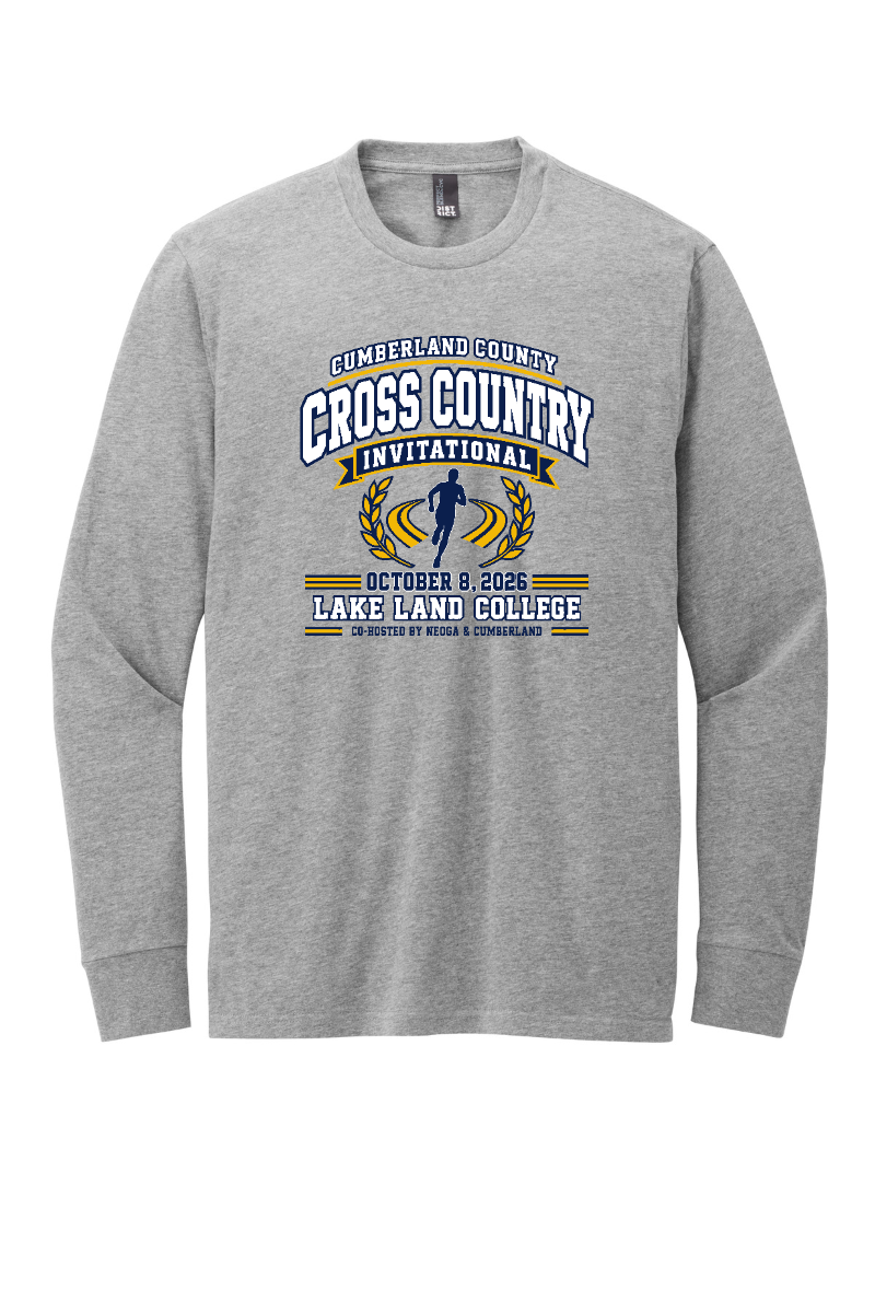 Cumberland County Cross Country Invite - District Perfect Blend CVC Long Sleeve Tee - Light Heather Grey